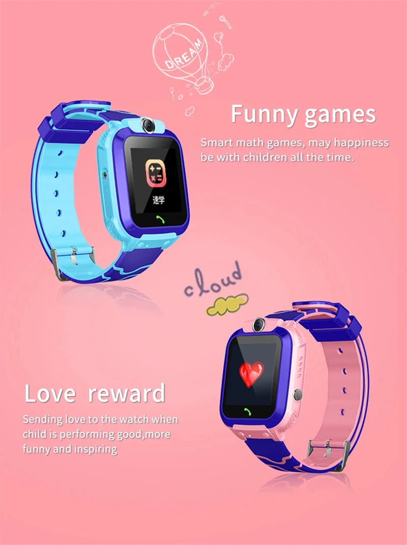 Lenovo GPS Kids Smart Watch SIM Card Call SOS – Camera Waterproof Watch for Boys & Girls Gift - I YAN
