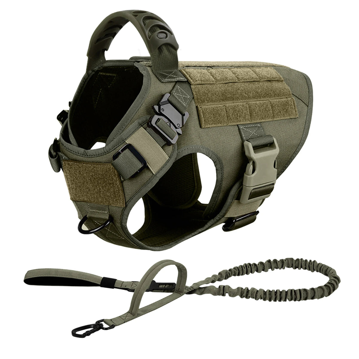 I YAN tactical dog harness and leash set for large dogs, military-style training and walking vest with handle for Malinois.