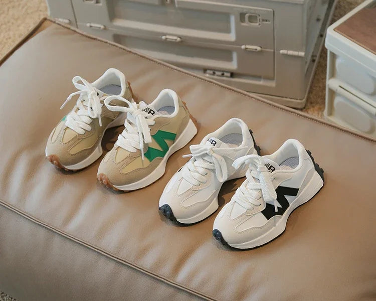 Children's Spring New Leather Upper Sneakers Kids Non-Slip Casual Shoes Boys Girls Soft Sole Students Tennis Toddler Sport Shoes