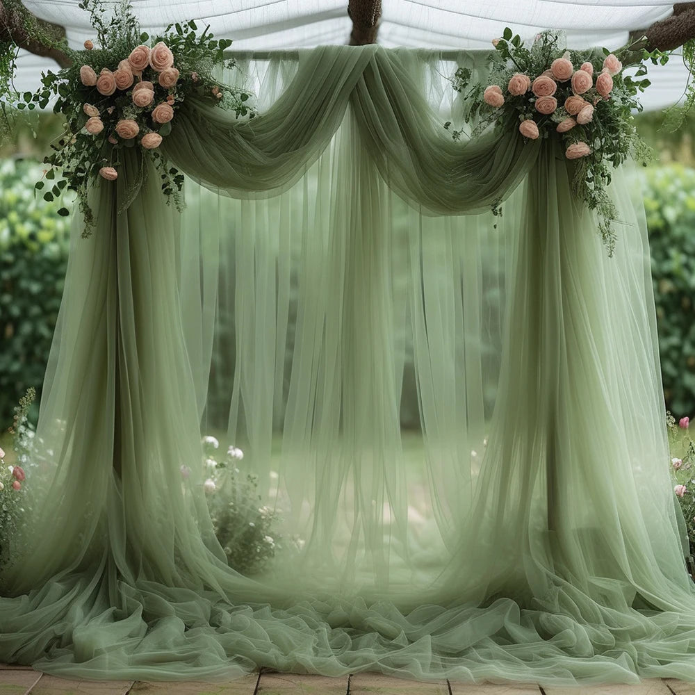 Mesh Gauze Backdrop Curtain Parties Wrinkle Free Photo Curtains Backdrop Drapes Fabric Decoration for Birthday Party Wedding