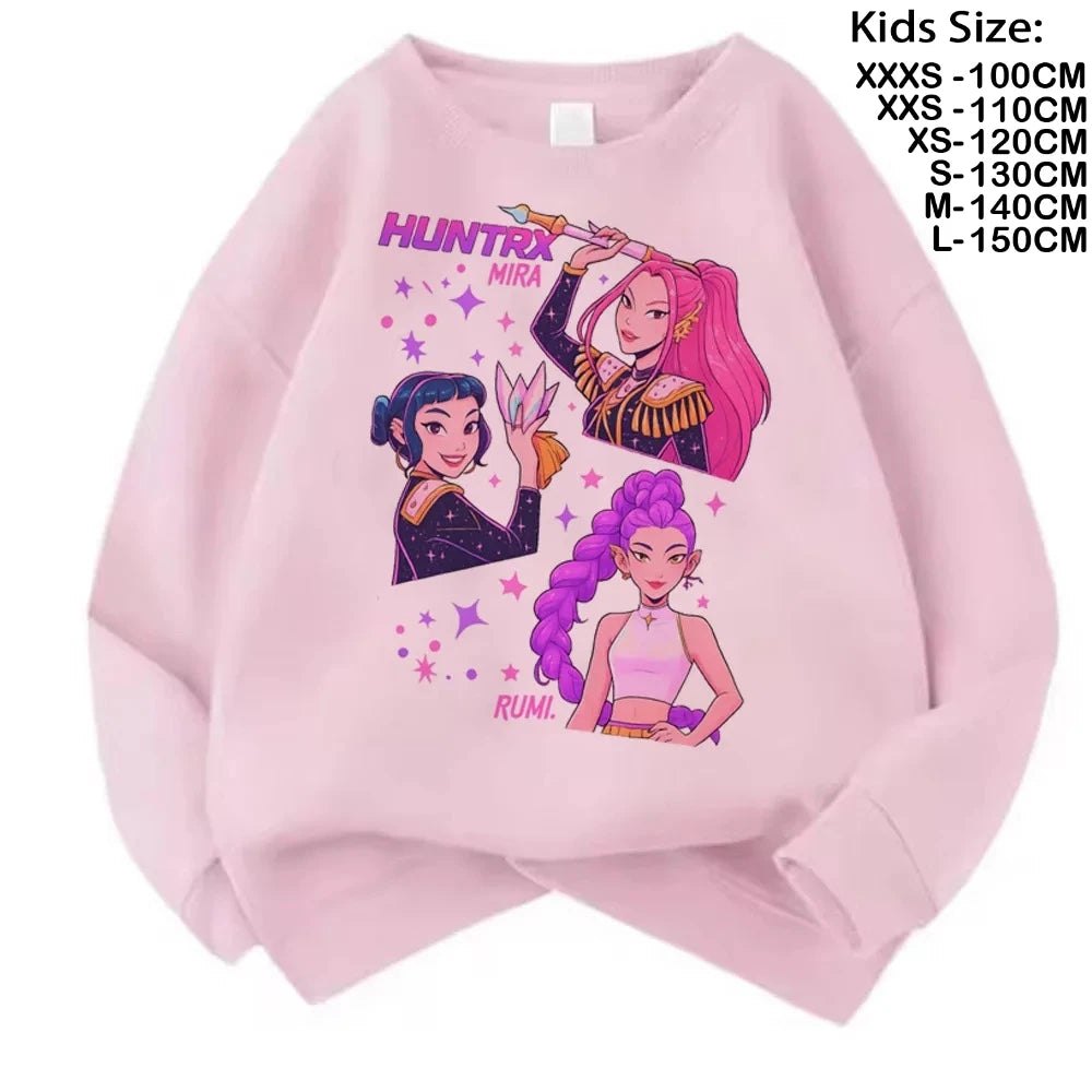 Movie Fans Gift Hoodie Girls Kids Huntrix Kpop Demon Hunters Children's Sweatshirt Cute Tiger Harajuku Hoody for Boys Girls