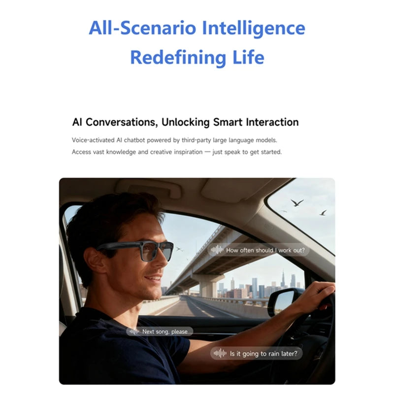 OPPO 4K HD AI Smart Glasses Photochromic Multifunction Bluetooth Calling Photo ChatGPT Music Control Translation Sunglasses NEW