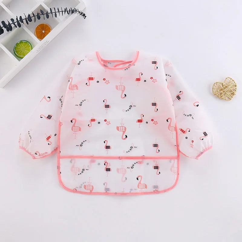 Waterproof Full Sleeve Baby Bibs Children Apron Long Sleeve Feeding Smock Kids Eating Breastplate Infant Scarf Clothing