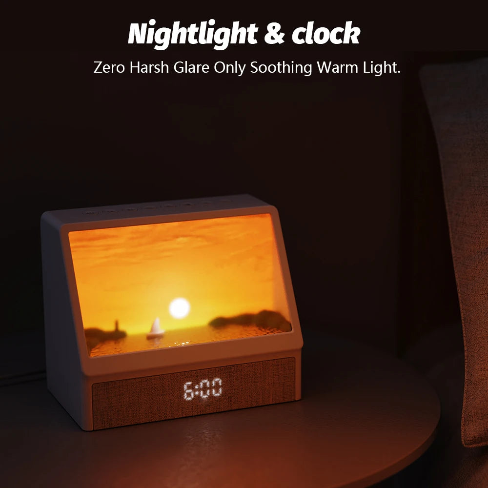 Sunrise Alarm Clock Wake Up Night Light Bluetooth Table Decoration Lamp With Remote Control 5 Levels Brightness Atmosphere Light