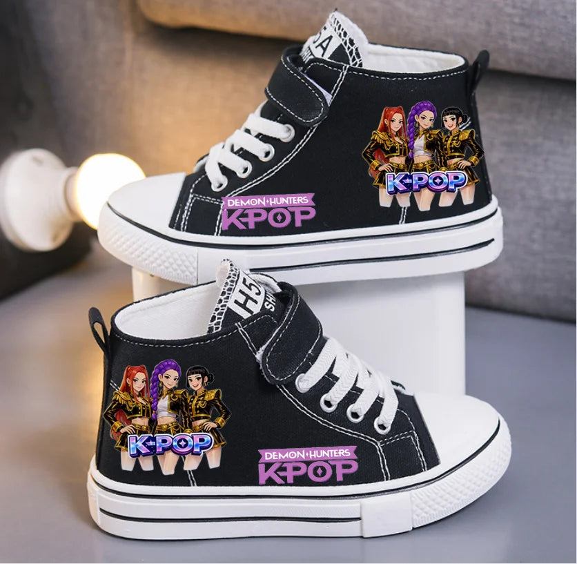 Kpop Demon Hunters Children's Canvas Shoes Fashion Student Shoes Boys Girls Outdoor Sport Shoes Sneakers Print Kids Casual Shoes