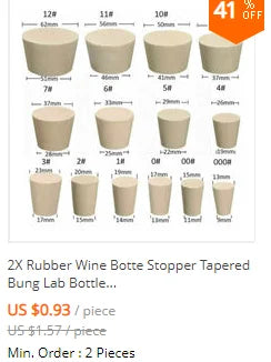 2X Rubber Wine Botte Stopper Tapered Bung Lab Bottle Sealing Cap Plug