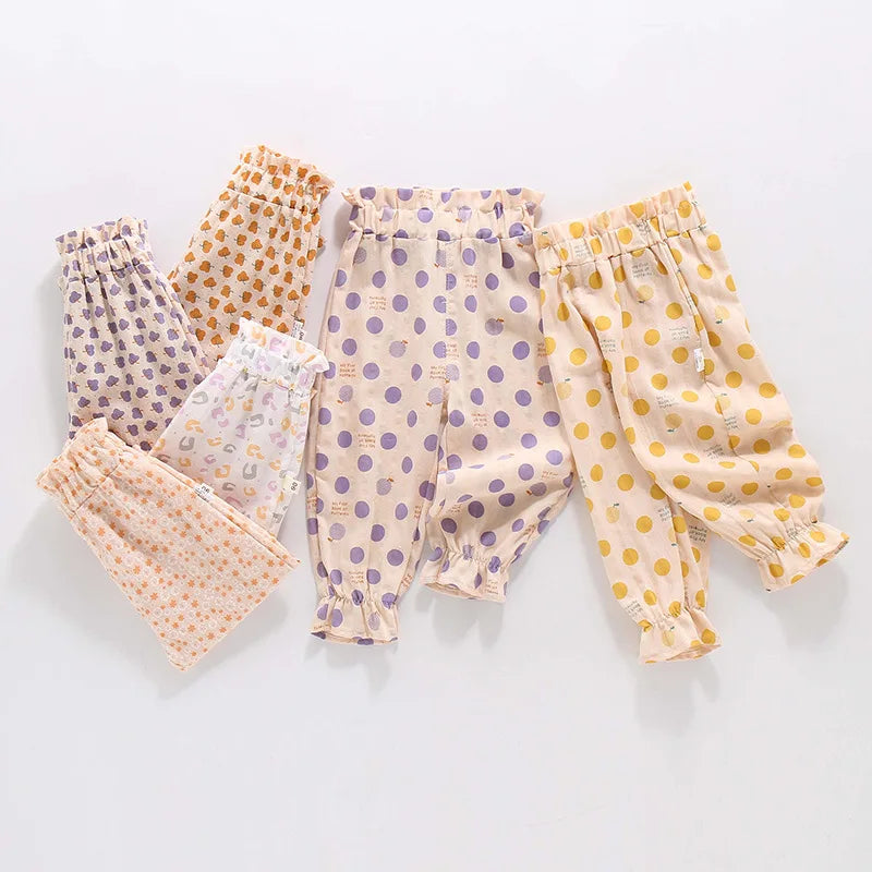 Baby Girls Early Autumn Pants New Cartoon Printed Kids Baby Girls Harem Pants Elastic Waist Soft Casual Toddler Girls Trousers