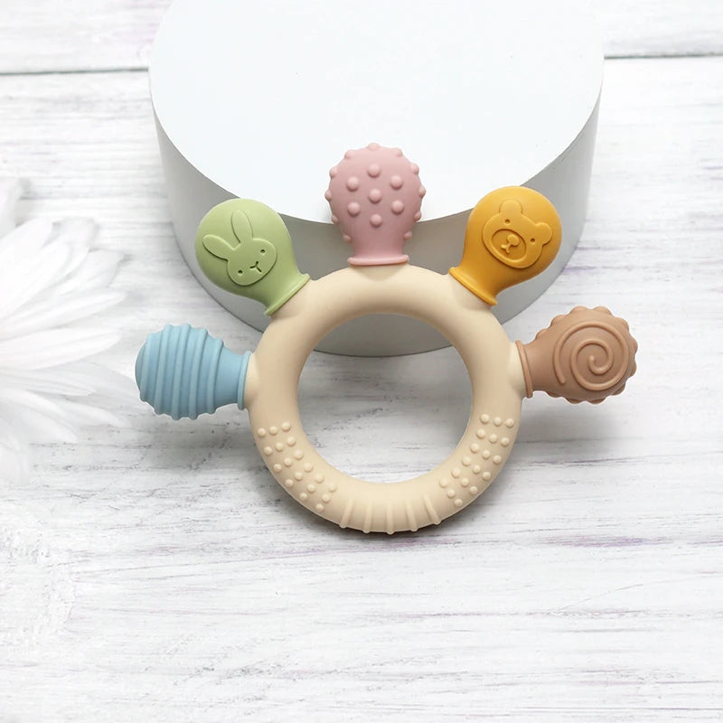 Baby Silicone Ring Teether – BPA-Free Sensory Chew Toy for Teething Relief (0–12 Months) - I YAN