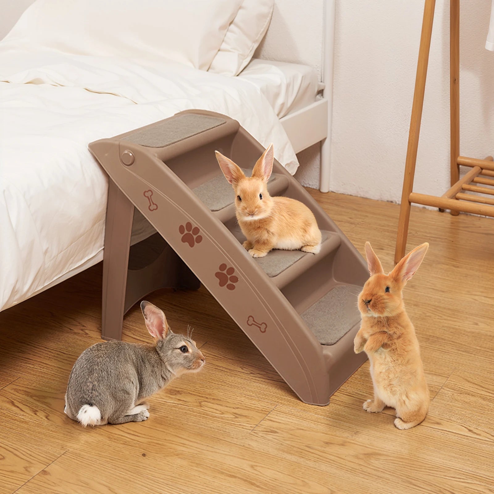 4-Step Pet Dog Stairs Foldable Cat and Dog Steps Nonslip Dog Stairs Ramp Sofa Ladder Pet Furniture for High Bed Chair Couch Sofa