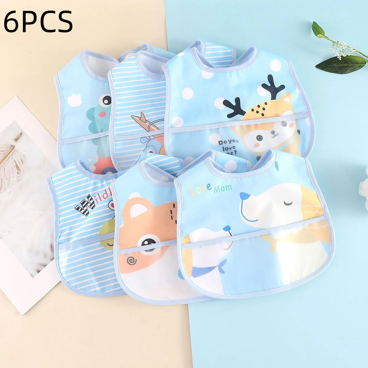 Random pattern piece set baby rice pocket baby waterproof saliva towel baby bib bib eating bib