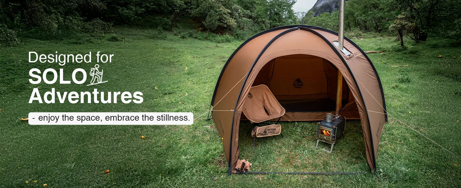 Coco Nest Solo Dome Tent with Stove Jack 3000mm Waterproof Camping Hot Tent with Mesh Inner for Bushcraft Glamping