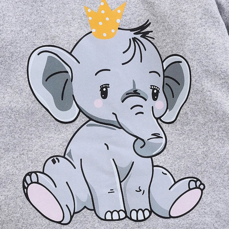 Baby Elephant Print Outfit Set 3-Piece – Romper, Pants & Hat - I YAN