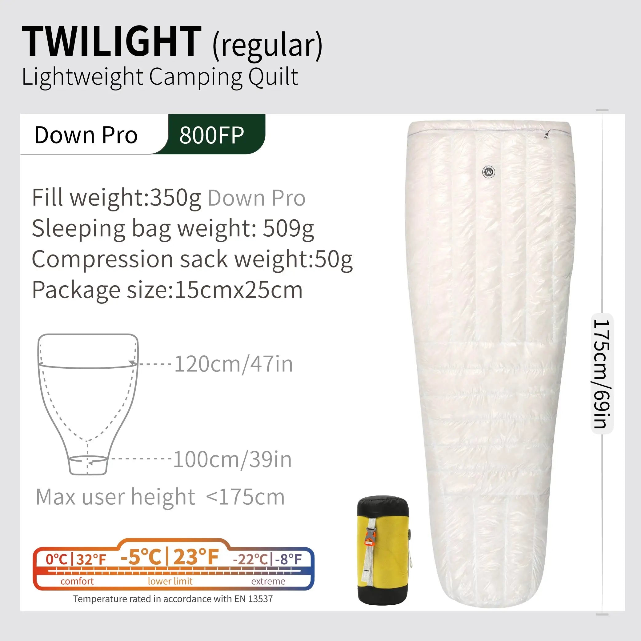 Wind Hard Twilight 10D -5 Degree 800FP Down Sleeping Bag Ultralight Camping Quilt Sleeping Bag Winter Hiking Equipment