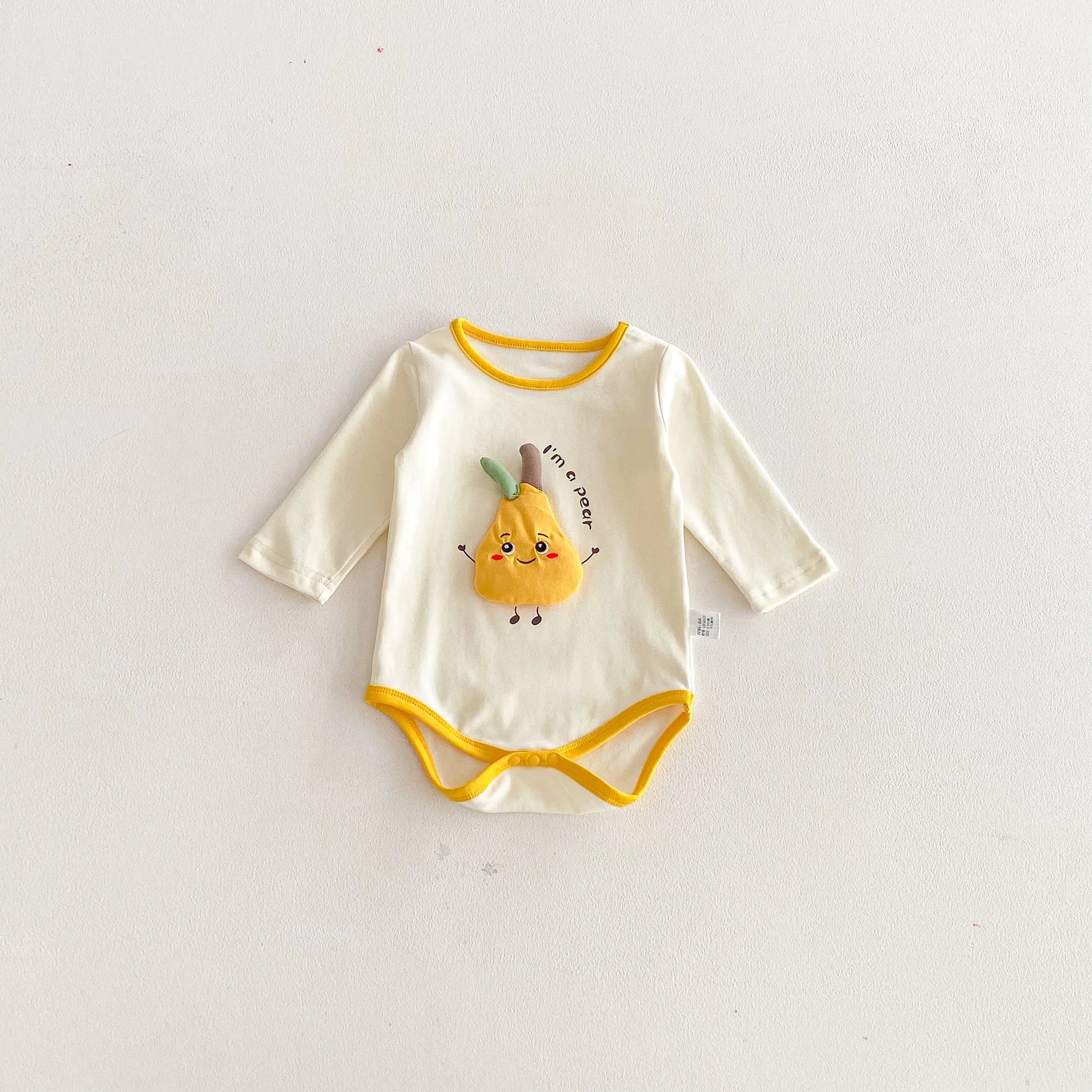 2026 Spring New Baby Clothes Pear Print Infant Girls One Piece Korean Style Boys Bodysuits Long Sleeve Girls Clothing