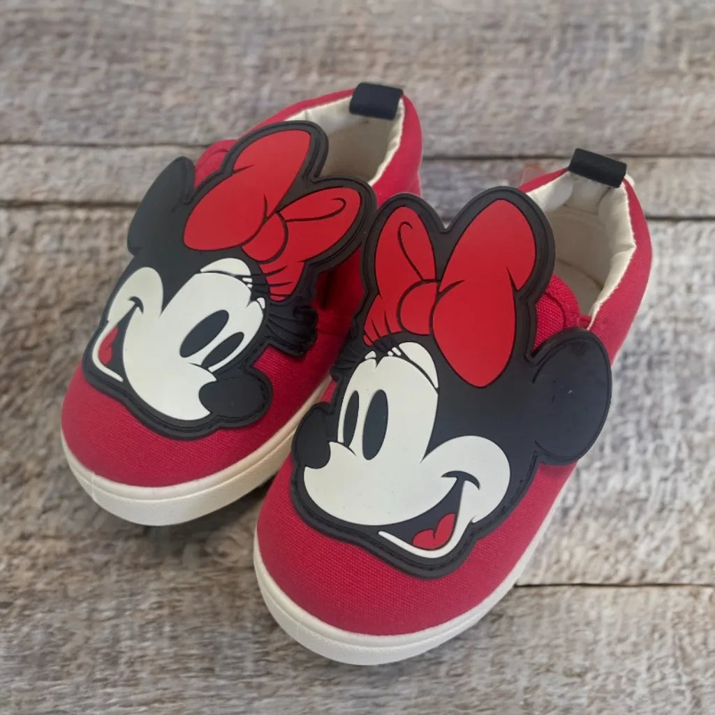 Disney Children's Baby Cartoon Mikiimi Boy Girl Non-slip Soft Bottom Red Black Casual Shoes Sports Canvas Shoes Sneaker Size19cm