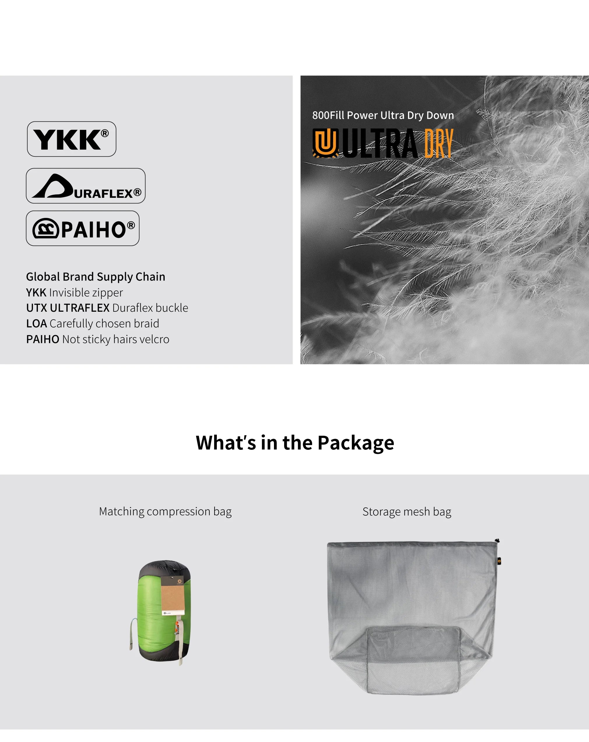 AEGISMAX ULTRA FUTURE 10D 800FP Ultra Dry Down Sleeping Bag -18 Degree Thicken Winter Ultralight Sleeping Bag for Camping