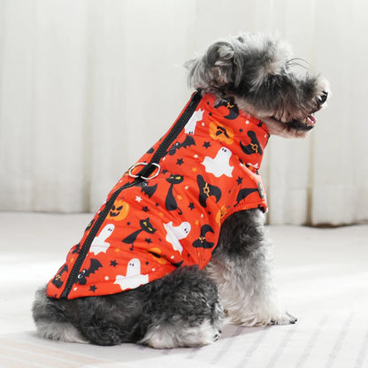 Halloween Dog Jacket Coat Autumn Winter Puppy Clothes For Small Medium Dogs Cat Funny Pumpkin Print Pet Cosplay Costume Yorkie