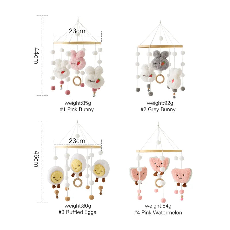 Hot Air Balloon Wooden Baby Crib Mobile – Musical Bed Bell & Rattles for Newborns 0–12M - I YAN