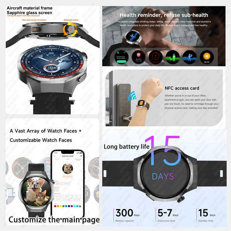 New GT5 Pro Smart Watch Men AMOLED HD Screen GPS NFC Heart Rate Bluetooth Call Watch 5 MAX IP68 Waterproof SmartWatch Man