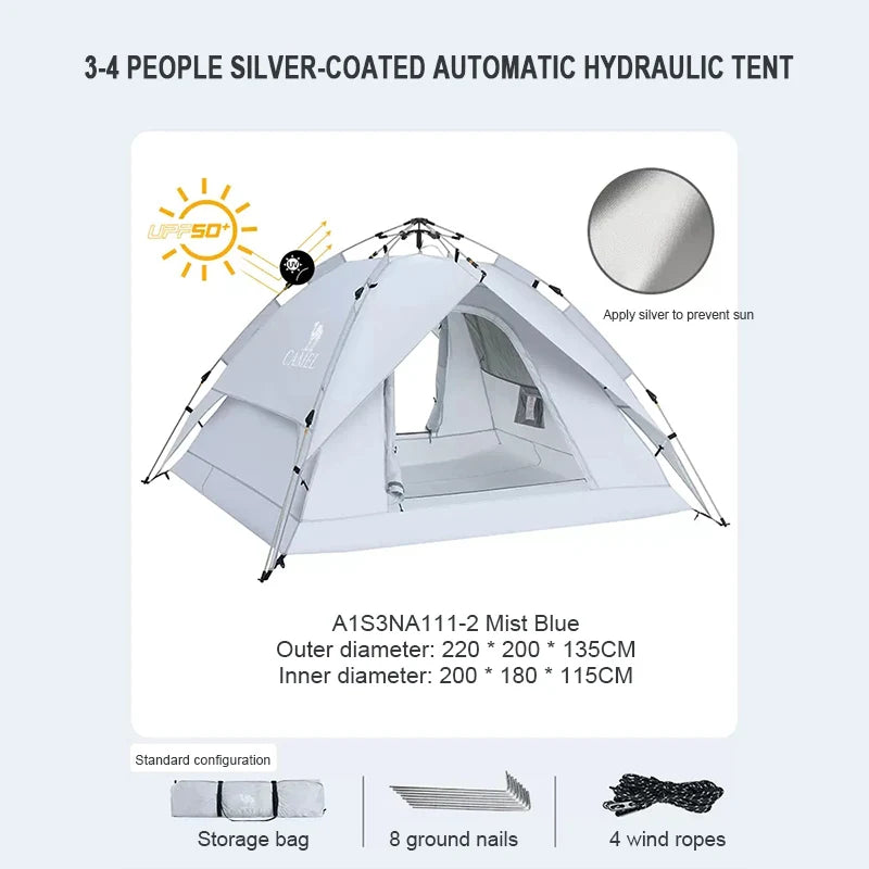 GOLDEN CAMEL 4 Person Camping Tents Travel Outdoor One-touch Tent Sun Protection Automatic Beach Tent Camping Equipment 텐트