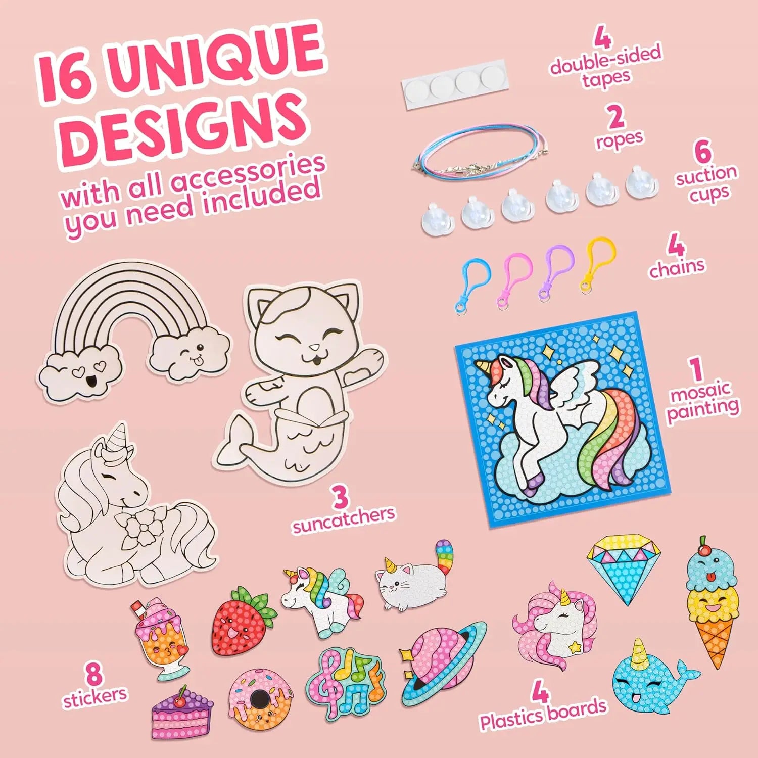 JOYFY 16 projects kids diamond gem painting kit with colorful 5D gem craft activity for girls aged 6-12, I YAN brand.