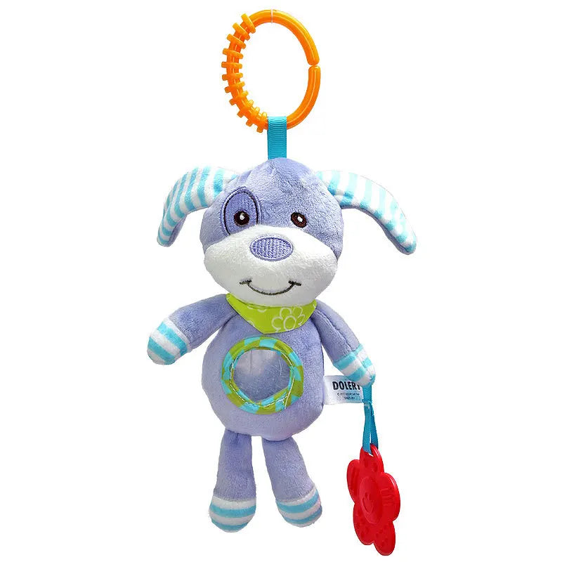 Soft plush giraffe and zebra handbells and rattles with teether, baby handle toys for infant development and newborn gift.