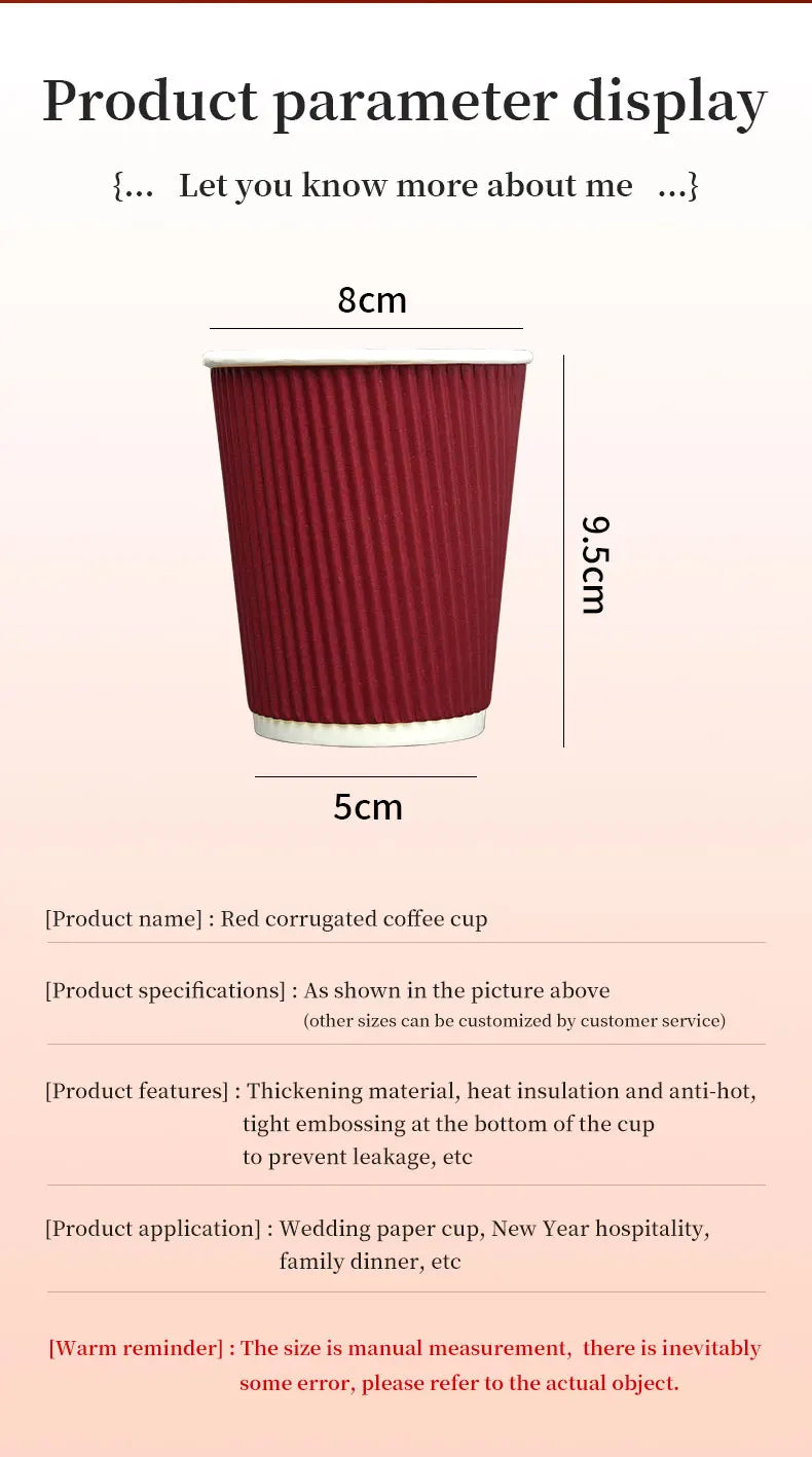 30pcs 8oz  Double-Walled Insulated Corrugated Cardboard Coffee Cups Thickened Disposable Striped Portable Paper Cups With Lids