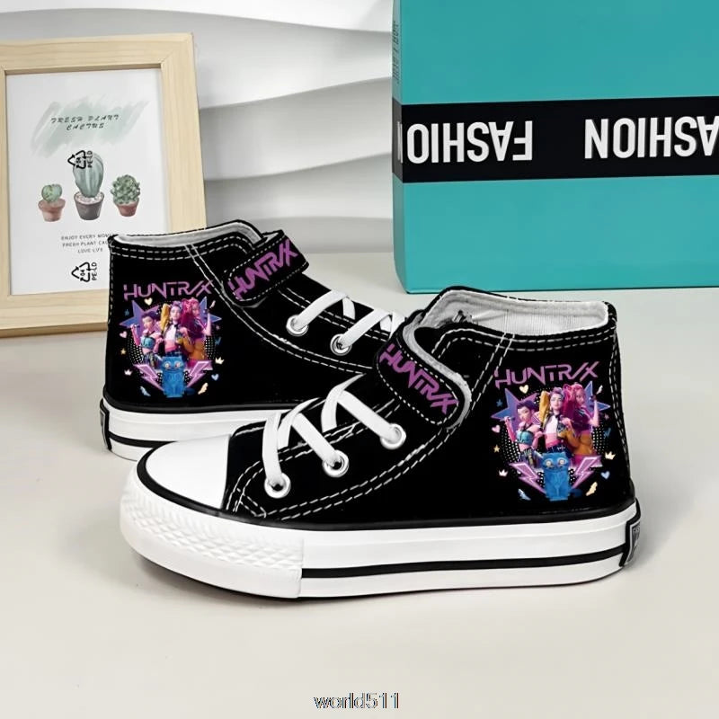 Children's Canvas Sneakers KPop Demon Hunters Fashion Student Shoes Boys Girls Outdoor Sport Shoes Sneakers Kids Casual Shoes
