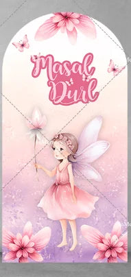 Fairy Girl 1st Birthday Party Arch Backdrop Spring Garden Pink Purple Butterfly Floral Mushroom Door Baby Shower Backgrounds