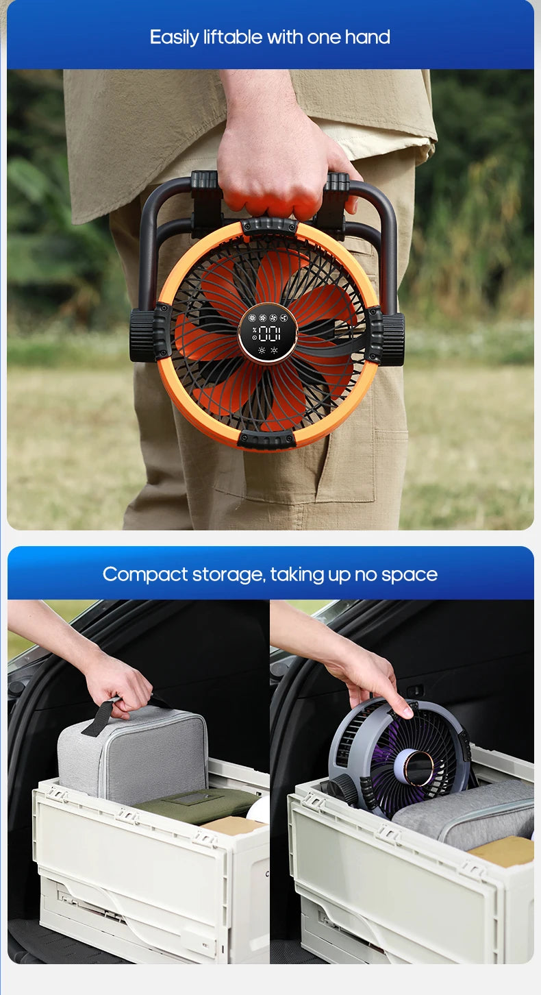 6 in 1 Desktop Fan 20000mAh Outdoor Camping Fan Air Circulator 4 Speed Adjustment Wireless Tent Ceiling Fan