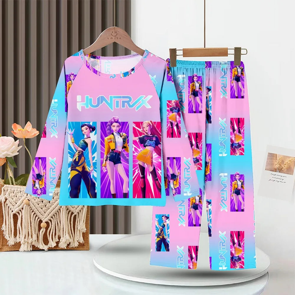 KPop Girls Pyjamas Suit Kids Pajamas Set Long Sleeve Girls Clothing 2pcs Children's Sleepwear Cartoon Boys Nightwear 3-14Y