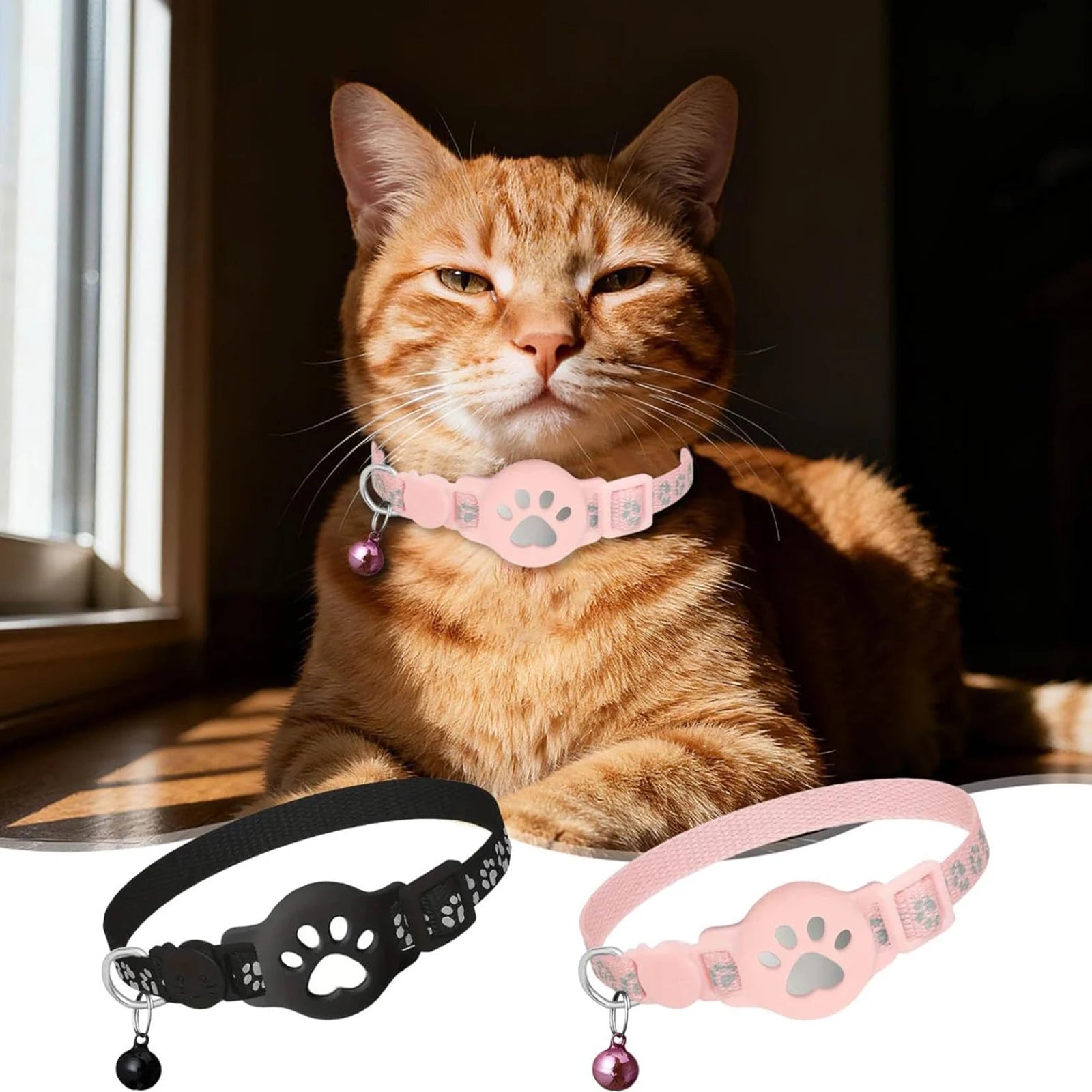 Electronic Pet Locator for iOS & Android Waterproof Pet Tracker with Bell Kitten Collar for Pets Cat Anti-Lost Device
