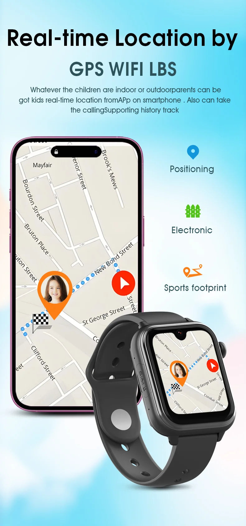 Wonlex KT37 Kids Smart Watch AI Voice Assistant GPS WiFi Location Tracker SOS Alert Video Call WhatsApp Smart Watch for Children