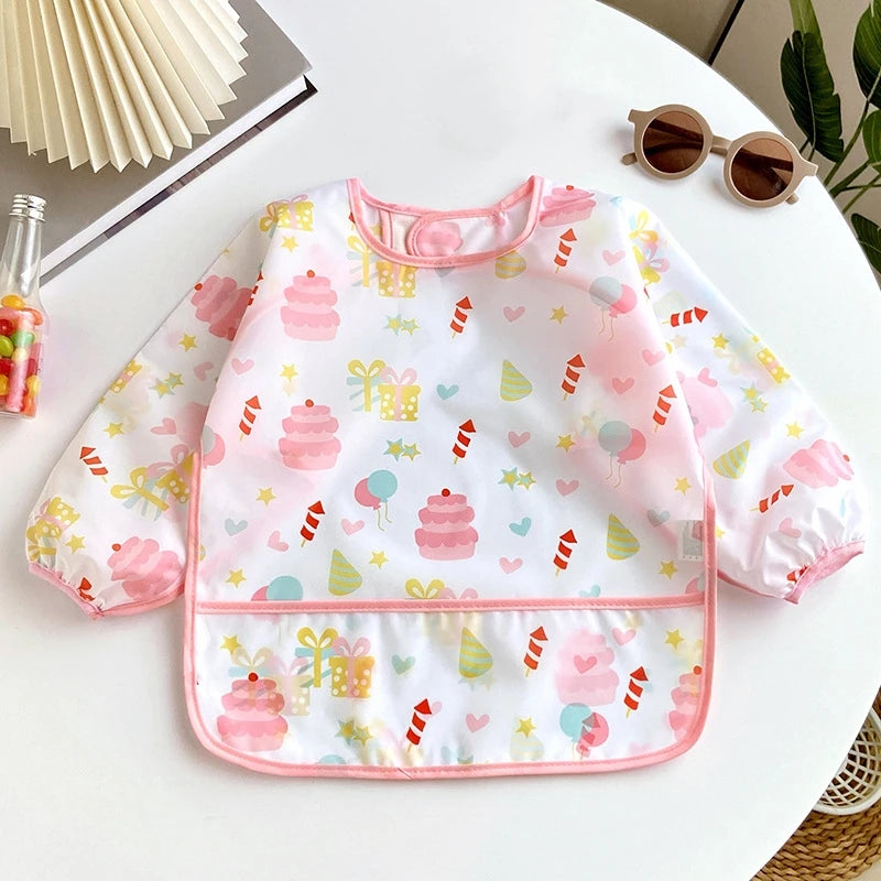 Waterproof Full Sleeve Baby Bibs Children Apron Long Sleeve Feeding Smock Kids Eating Breastplate Infant Scarf Clothing