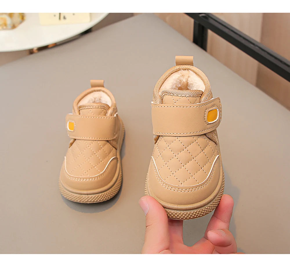 Winter Plush Boots For Children PU Leather Boy's Girl's Cotton Shoes Thick Warm Kid's Snow Boots Faux Fur Boots For Kids