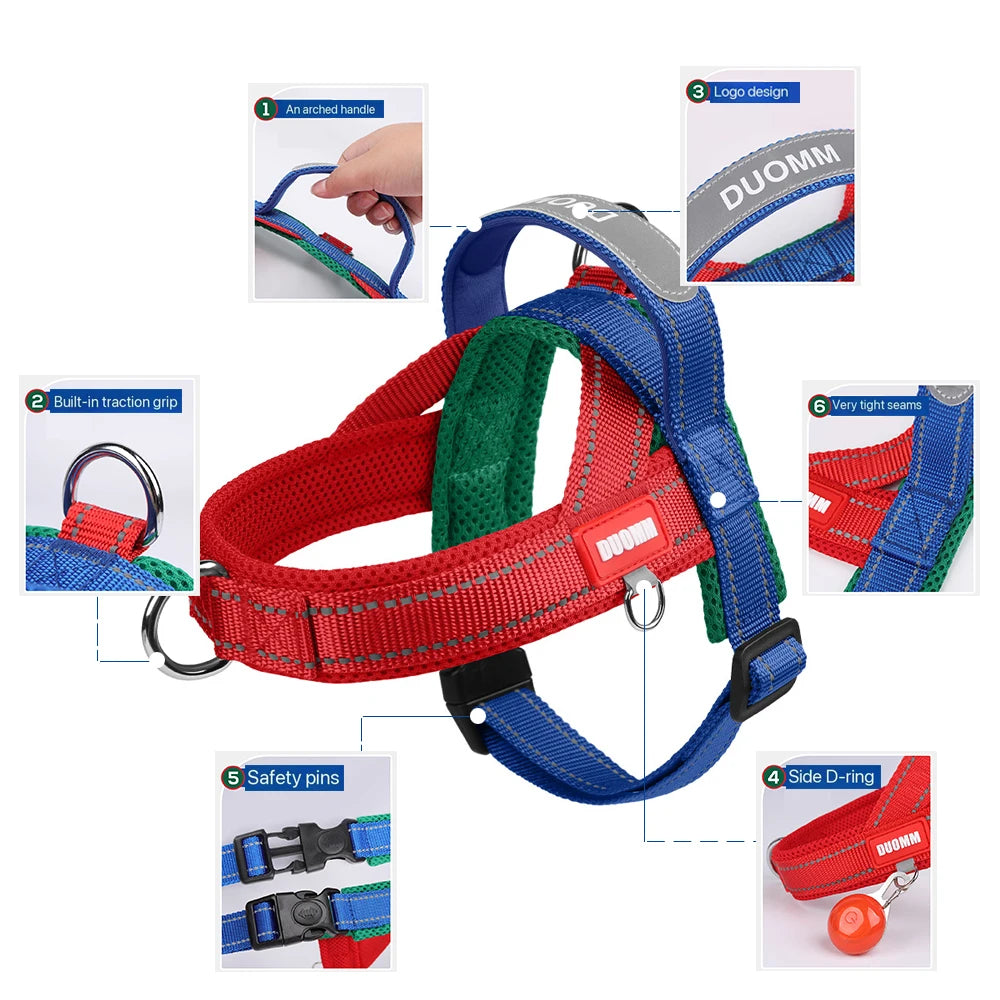 Classic Dog Harness No-Pull Padded Style Vest, Escape-Proof Chest Breathable Reflective Adjustable Mesh for All Breeds