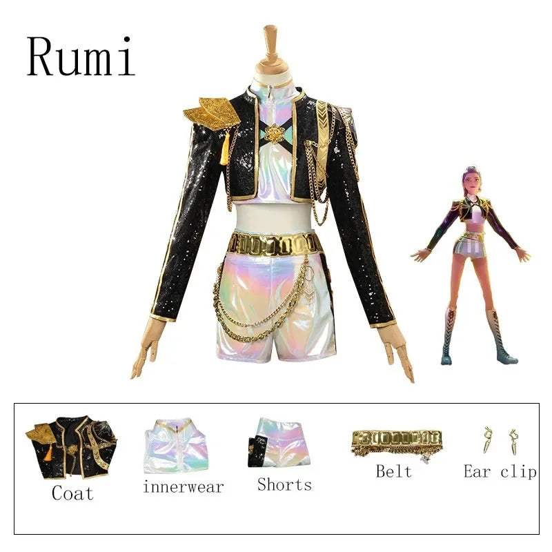 K-Pop Idol Zoey Rumi Mira Cosplay Costume Anime Movie Girl Uniform Outfit with Wig Role Halloween Carnival Party Dress Up Suit - I YAN