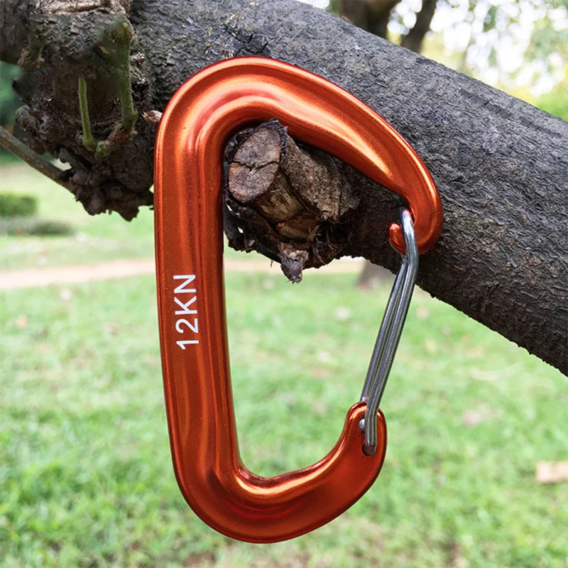 12KN Small Climbing Carabiner D-Shape Mountaineering Buckle Hook Safety Lock Outdoor Camping Hiking Key Chain