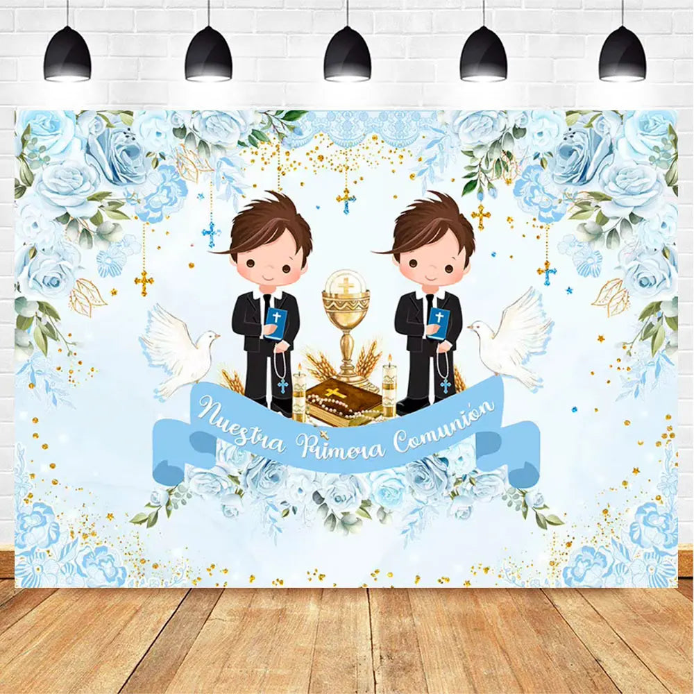 My First Communion Theme God Bless Boy Girls Party Decoration Supplie Grail God Bless Baptism Christening Baby Shower Background