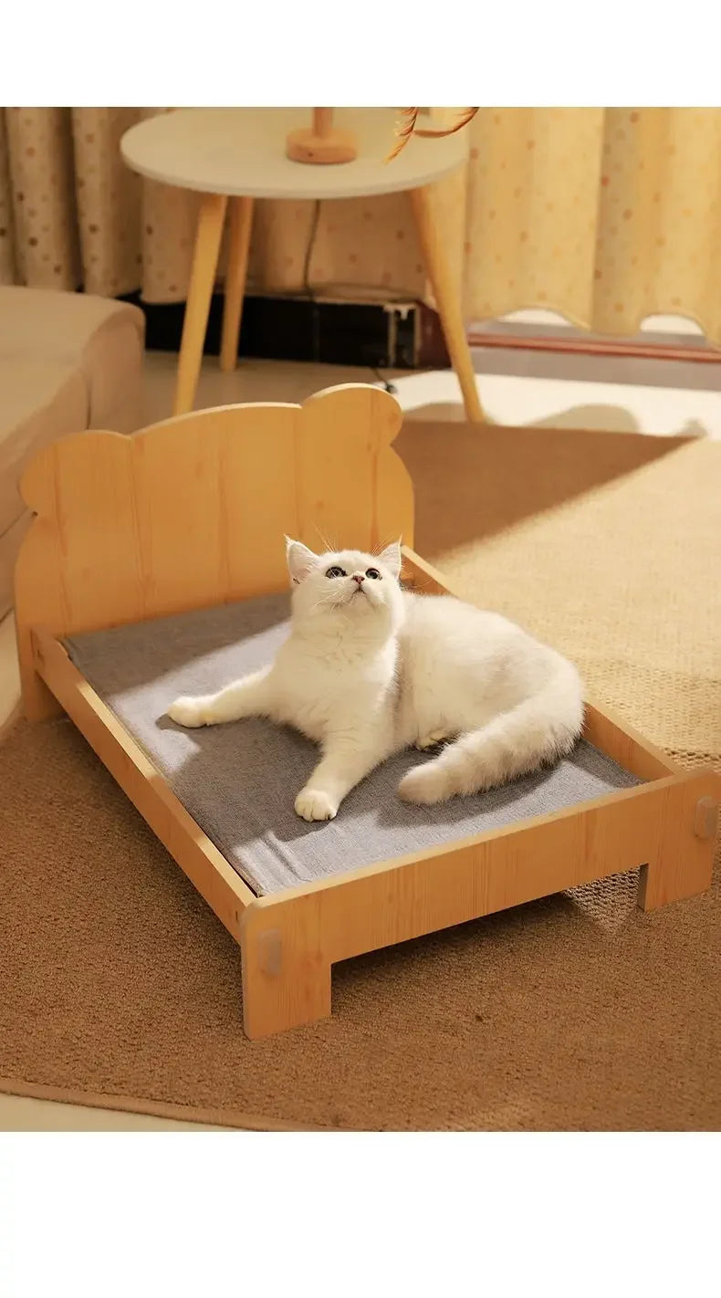 Solid Wood Cat Bed Dog Bed Removable Mat Washable All Season Universal Cat Nest Dog House Pet Supplies Pet Bed Within 7kg