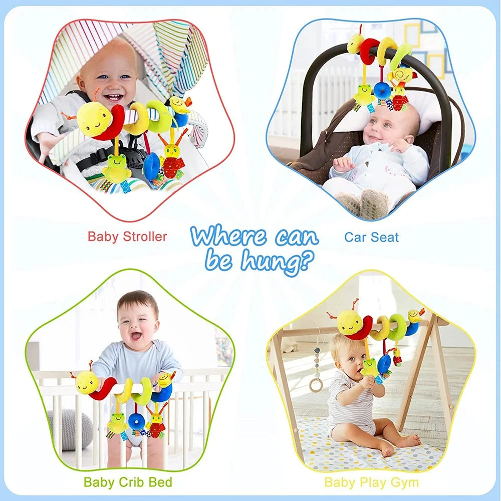 Cute Activity Musical Spiral Crib Stroller Car Seat Travel Hanging Toys Baby Boys Girls Rattles Toy - I YAN