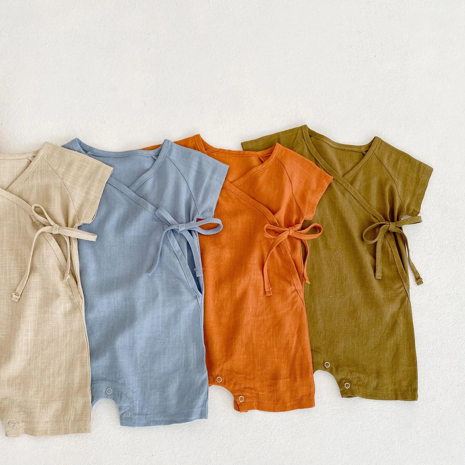 Baby Linen Cotton Romper – Summer Bodysuit for Newborns & Toddlers (0–24 Months) - I YAN