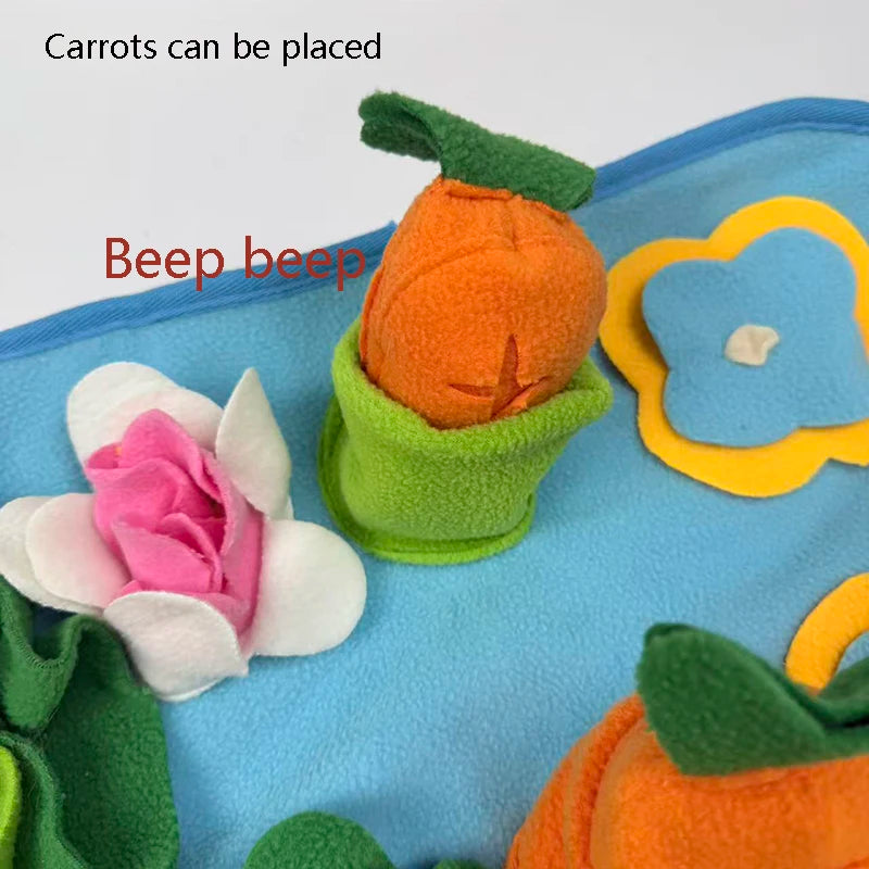 Interactive I YAN Pet Snuffle Mat for dogs, washable puzzle feeding rug with colorful fabric strips for boredom relief.