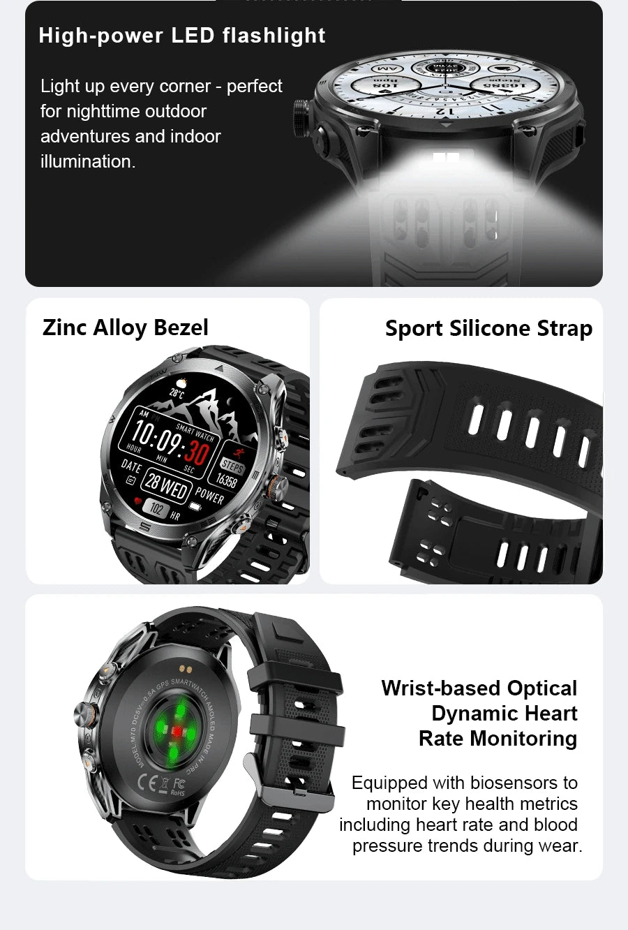 2025 NEW T-REX3 Built-in Dual-band GPS Sports Smart Watches 1000 mAh Battery Compass Outdoor RIDE Run 10ATM Waterproof Bracelet