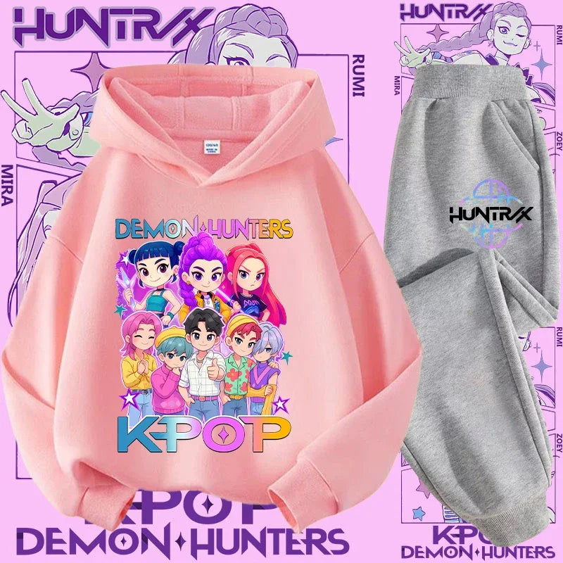 K-Pop Devil Hunter Kids Tracksuit Set – Soft Breathable Hoodie & Pants Girls & Boys Ages 4-13 - I YAN