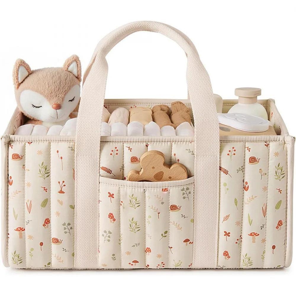I YAN multifunctional diaper bag with foldable design, baby supplies storage, and mother-baby organization in a stylish, spacious bag.
