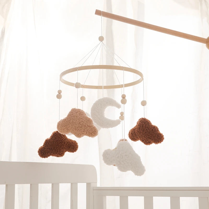 Crochet Stars Baby Crib Mobile – Wooden Bed Bell Hanging Toy for Newborns 0-12M - I YAN