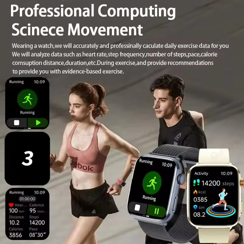 New Fashion NC SmartWatch For Men 1.85'' 240*284 AMOLED Screen Bluetooth Call Health Monitor Waterproof Sport Smartwatches Women