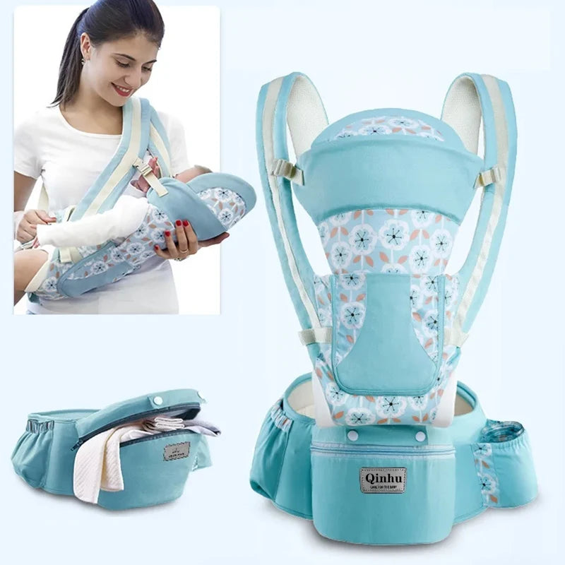 Newborn Ergonomic Baby Carrier Backpack with Hip Seat – Front Facing Kangaroo Wrap for Travel - I YAN