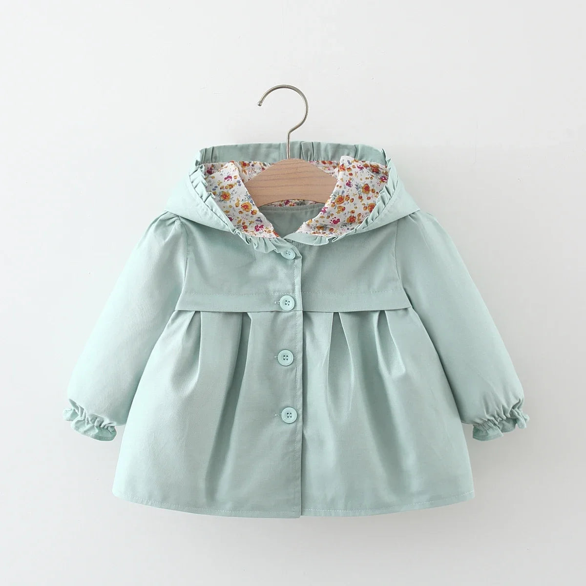 Newborn Baby Girl Clothes Spring And Autumn Solid Color Baby Girl Coat Simple Girl'S Windbreaker